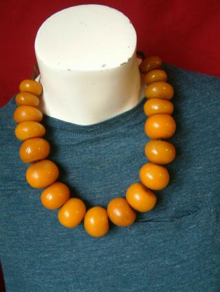 Vintage African Tree Resin Copal Butterscothch Colour Amber Large Bead Necklace.