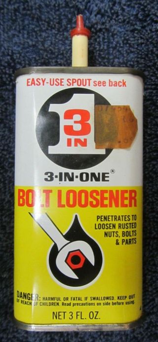 Vintage 3 In 1 Oil Bolt Loosener Household Can 3 Oz Yellow Label Handy Oiler Usa