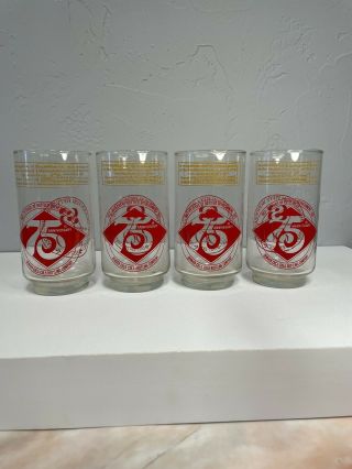 Vintage 75th Anniversary Coca Cola Bottling Company Drinking Glass Set Of 4