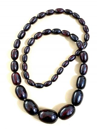 1 Huge Vintage Art Deco Cherry Amber Bakelite Bead Necklace - 60 Grams