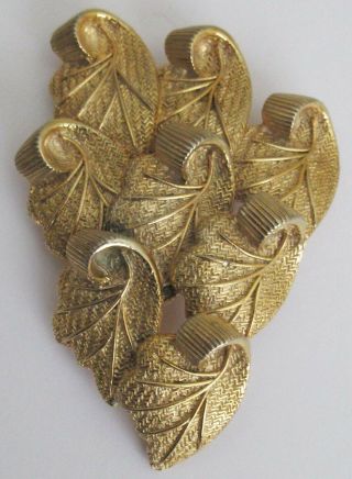 Vintage Elsa Schiaparelli Large Gold Tone Leaf Pin Brooch