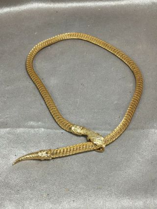 Vintage Gold Tone Mesh Snake Necklace / Belt 28 Inches
