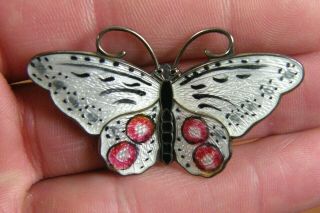 Hroar Prydz Vintage Norway 925s Sterling Silver Guilloche Butterfly Pin Brooch