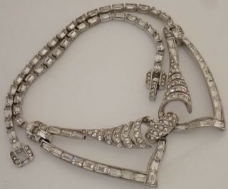 Vintage Marcel Boucher Rhodium Plate Crystal Rhinestone Collar Necklace