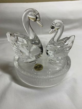 Vintage Clear Rcr Crystal Swan Figurine Paper Weight Wedding Gift Figurine