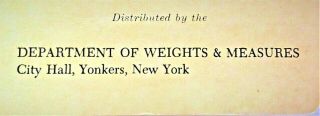 Yonkers,  York,  City Hall,  Distributed By The Department Of Weights Measures
