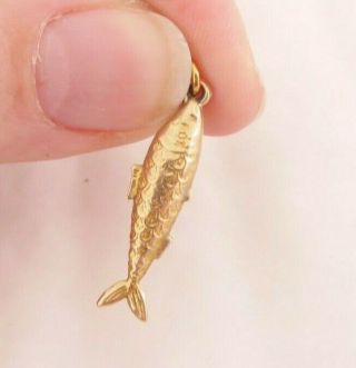 9ct Gold Fish Large Charm/ Pendant,  Victorian 9k 375