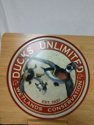 Ducks Unlimited Round Tin Metal Sign Made In Usa