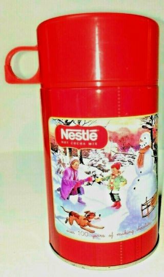 Nestle Hot Cocoa Thermos Chocolate Holiday Sled Snowman Puppy Family Children