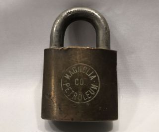 Vintage Magnolia Petroleum Co.  Gas Oil Padlock - No Key - Corbin Cabinet Lock