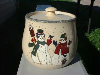 Home & Garden Party Canister/cookie Jar With Snowmen