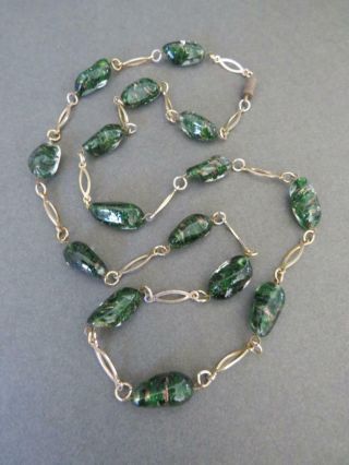 Vintage Art Deco Murano Venetian Foil Glass Bead Necklace