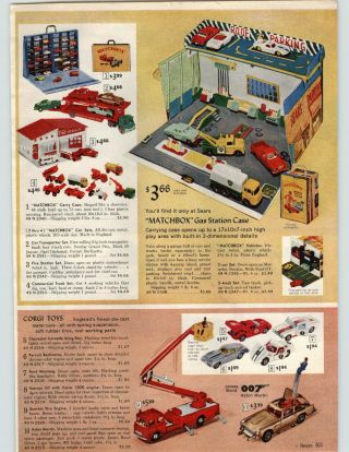 1966 Paper Ad Toy Matchbox Gas Station Case Carry Case Corgi 007 Aston Martin