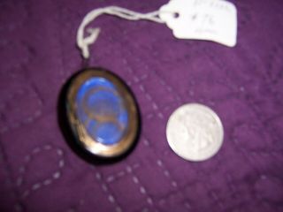 Antique Victorian Enameled Mourning Locket With Hair And Coral Stone