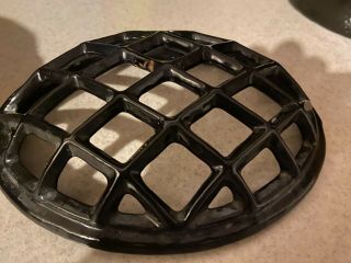 Black Lattice Work Enameled Cast Iron Wood Stove Steamer The Lid Only