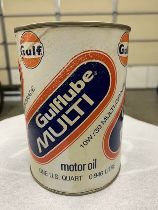 Vintage Full 1 Quart Gulf Motor Oil Can