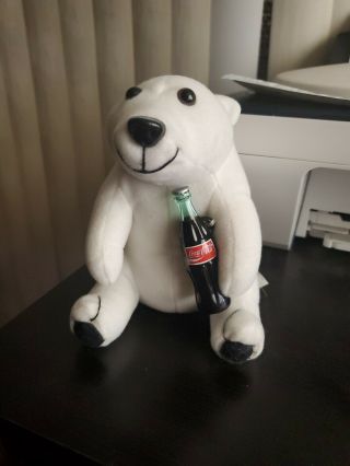 Vintage 1993 Coca Cola White Polar Bear Holding A Bottle Of Coke Plush