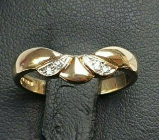 9ct Gold Natural Diamonds Design Wishbone Ring Size N Us 7 No Res
