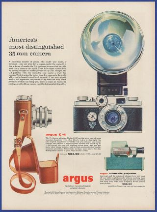 Vintage 1955 Argus C - 4 Film 35 Mm Camera Film Photography Ephemera 50 
