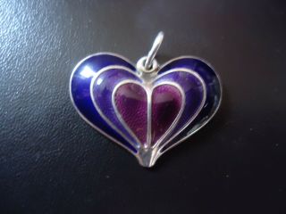 David Andersen Norway Sterling Silver Enamel Purple Heart Pendant 2