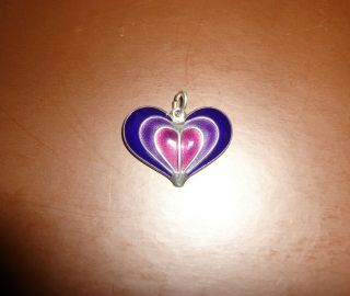 David Andersen Norway Sterling Silver Enamel Purple Heart Pendant 3