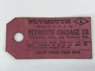 Vintage Small Purple Plymouth Cordage Co.  Advertising Tag Superior Twine