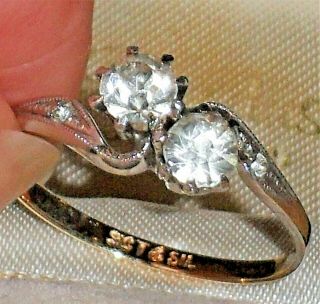 Metal Detector Detecting Find Art Deco 2 Stone 9ct Gold & Silver Toi Et Moi Ring