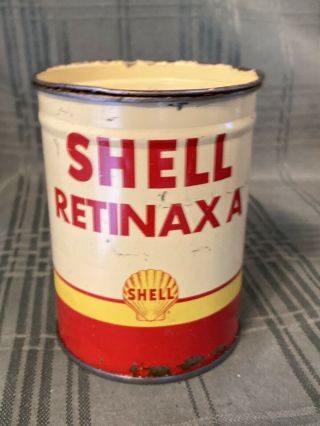 1 Lb Shell Oil Retinax Hn Metal Grease Tin Can One Pound Lube Advertising 4.  5 " H
