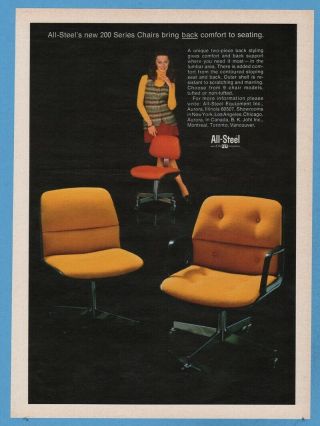 1973 All Steel Equipment Aurora Il Office Furniture 200 Series Chairs Photo Ad