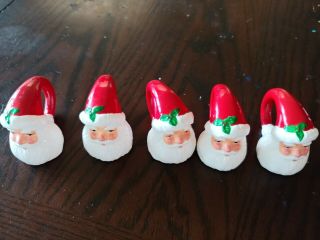 Set Of 5 Santa Claus Ceramic Christmas Table Napkin Rings Holders