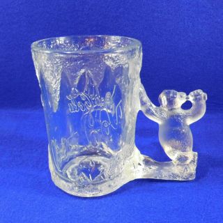 Coca Cola Polar Bear Mug / Stein 1997 - Clear & Frosted Glass - Bear Handle