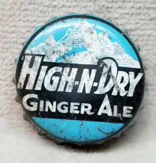 Vintage Canadian 1950s High - N - Dry Ginger Ale Cork Lined Bottle Cap Calgary,  Ab.