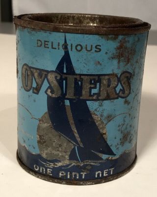 Vintage Pint Oyster Can - Stamped Edgewater Md