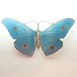 Ja&s Art Deco Silver Enamel Butterfly Brooch/pin - As Found