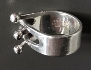 Anna Greta Eker Sterling Silver 925 Modernist Scandinavian MCM Jester Ring 6 7 2