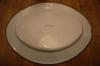 Vintage Large Oval Enamel Metal Thanksgiving Turkey Tray Serving Platter 14x18 