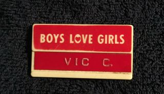 Vintage Boys Grocery Store Employee Plastic Name Badge Pin