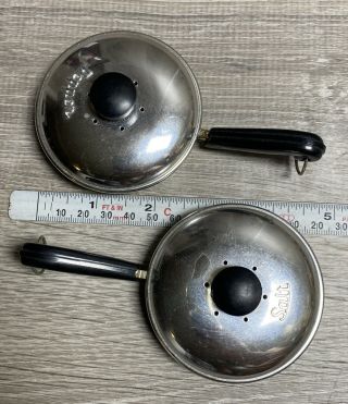 Vintage Brillium Frying Pan Salt And Pepper Shaker Set - Metal W/ Plastic Handles