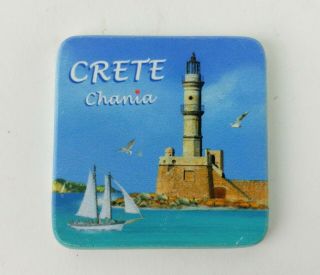 Lighthouse Chania Crete Magnet Greece Tourist Souvenir Fridge 2 " X 2 " P3