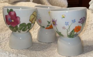 Vintage Lefton Hand Painted Set Of 3 Double Egg Cups