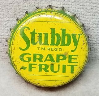 Vintage Canadian 1950s Stubby Grapefruit Cork Lined Soda Soft Drink Bottle Cap.