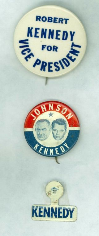 2 York Us Senator Robert Kennedy 1964 Political Pinback Buttons & Tab Vp