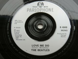 The Beatles 1992 Uk 45 Love Me Do Silver Parlophone Picture Sleeve