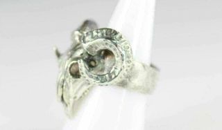 BIG BOLD STERLING SILVER RAMS HEAD SKULL RING BY THEETH SIZE 7.  75 6883 2