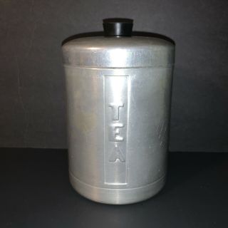 Vintage Spun Aluminum Tea Lidded Canister Tin Made In Italy Mid Century Modern