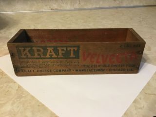 Vintage Kraft / Velveeta 2 Lb Wooden Cheese Box -