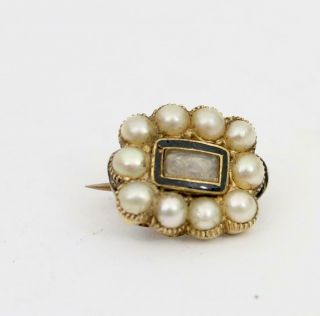 Georgian Solid Gold Pearl Brooch Circa 1830 Possibly Mourning Jewellery 14ct,