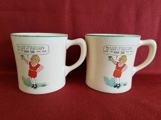 Two Vintage Advertising Mugs - Matching Little Orphan Annies - Ovaltine - 1940 