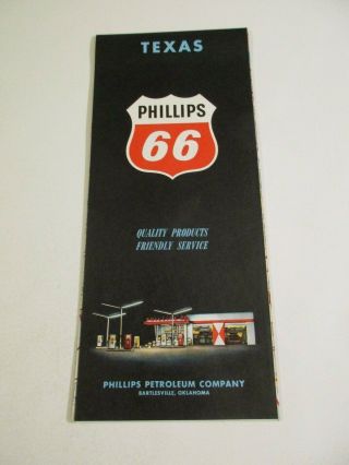 Vintage 1960 Phillips 66 Texas State Highway Gas Station Road Map - Box 7