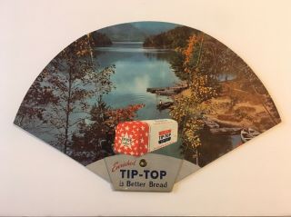 Vintage Tip Top Is Better Bread Hand Fan Store Display Sign